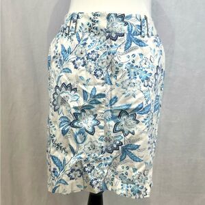 David Loren vintage blue and white floral print cotton skirt size 8